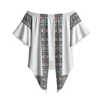 African Ndebele Traditional Attire Off Shoulder Wrap Waist Top White Ndebele Stripe