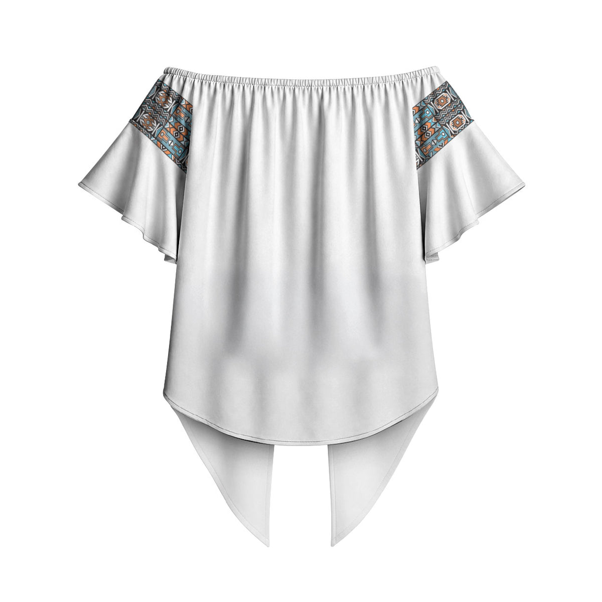 African Ndebele Traditional Attire Off Shoulder Wrap Waist Top White Ndebele Stripe