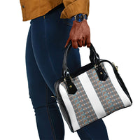 African Ndebele Traditional Attire Shoulder Handbag White Ndebele Stripe