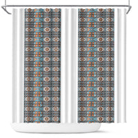 African Ndebele Traditional Attire Shower Curtain White Ndebele Stripe