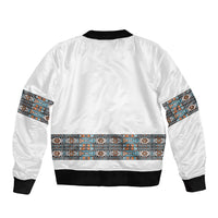 African Ndebele Traditional Attire Sleeve Zip Bomber Jacket White Ndebele Stripe