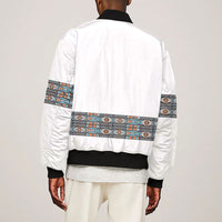 African Ndebele Traditional Attire Sleeve Zip Bomber Jacket White Ndebele Stripe