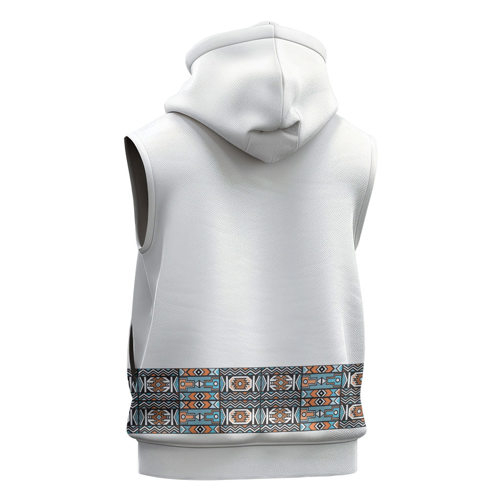 African Ndebele Traditional Attire Sleeveless Hoodie White Ndebele Stripe