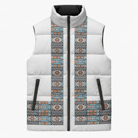 African Ndebele Traditional Attire Sleeveless Puffer Jacket White Ndebele Stripe