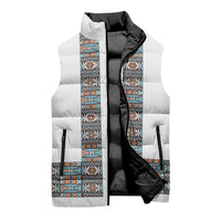 African Ndebele Traditional Attire Sleeveless Puffer Jacket White Ndebele Stripe