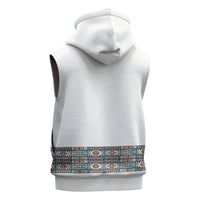 African Ndebele Traditional Attire Sleeveless Zip Hoodie White Ndebele Stripe
