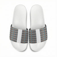 African Ndebele Traditional Attire Slide Sandals White Ndebele Stripe