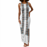 African Ndebele Traditional Attire Tank Maxi Dress White Ndebele Stripe