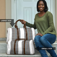 African Ndebele Traditional Attire Travel Bag White Ndebele Stripe