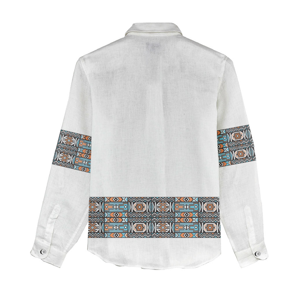 African Ndebele Traditional Attire Women Casual Shirt White Ndebele Stripe