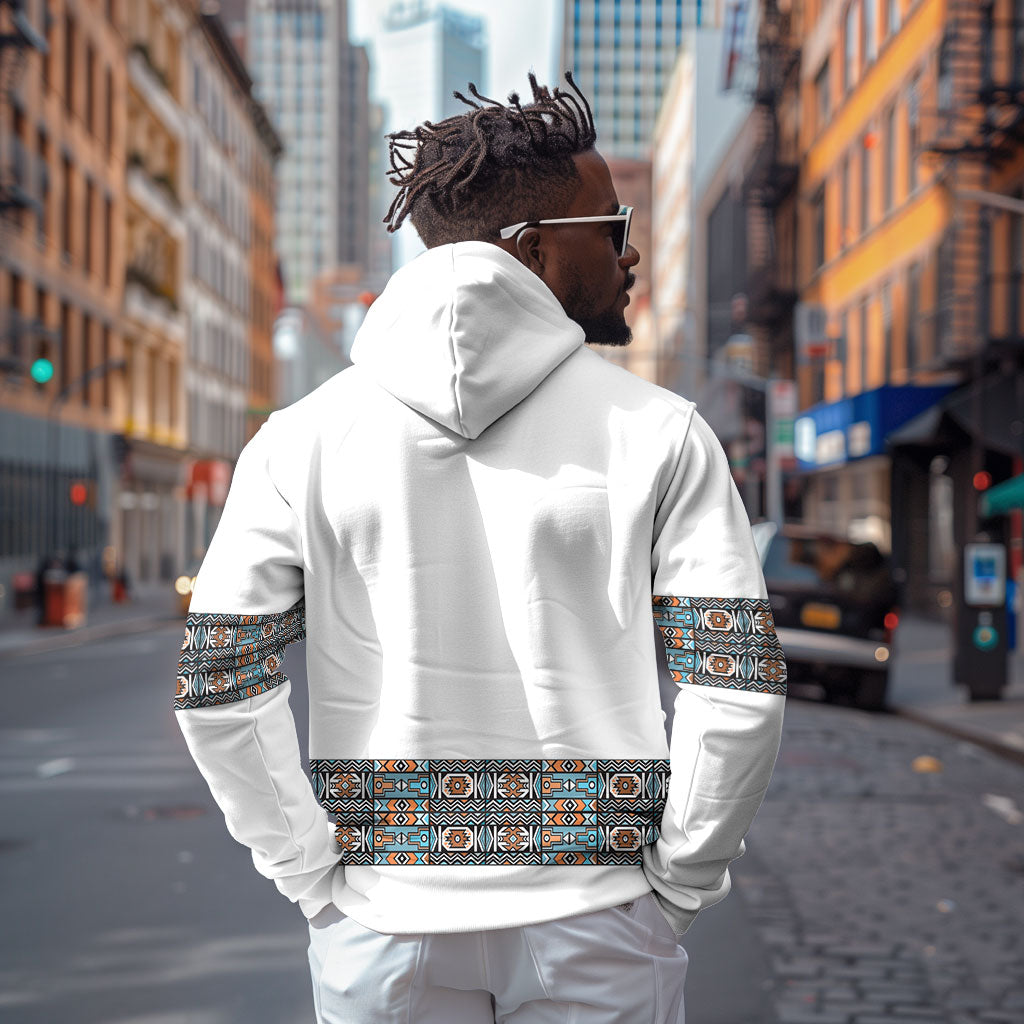 African Ndebele Traditional Attire Zip Hoodie White Ndebele Stripe