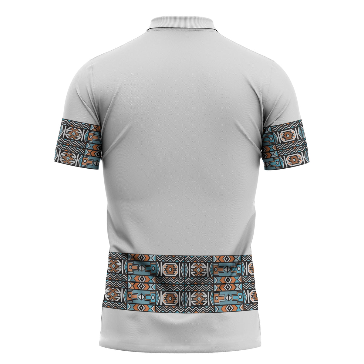 African Ndebele Traditional Attire Zipper Polo Shirt White Ndebele Stripe
