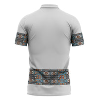 African Ndebele Traditional Attire Zipper Polo Shirt White Ndebele Stripe