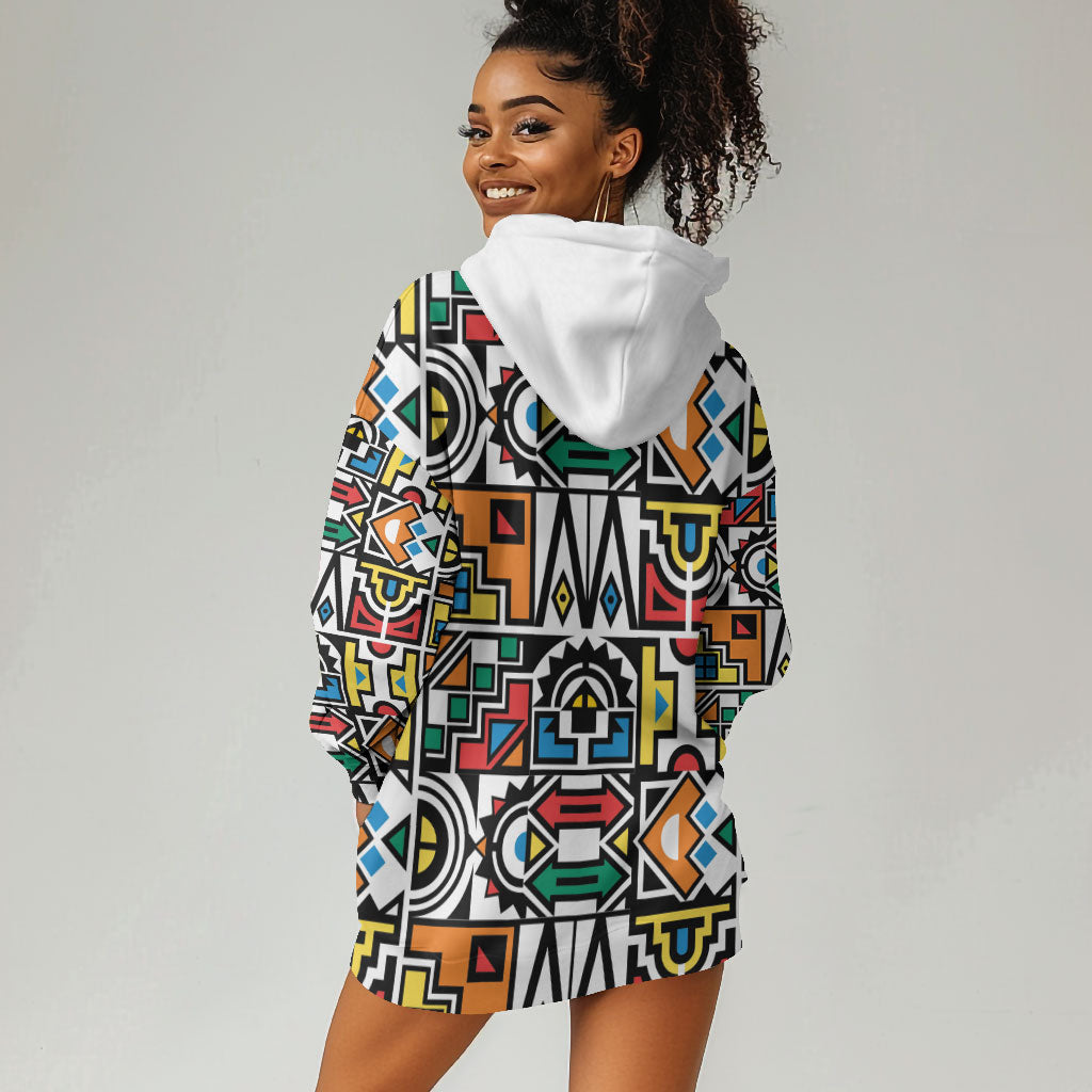 African Geometric Ndebele Patterns Hoodie Dress