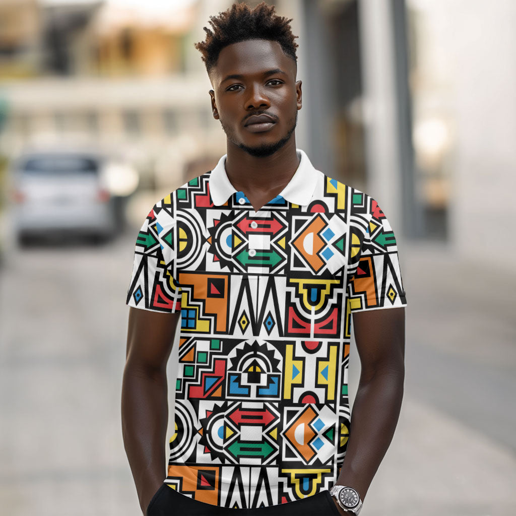 African Geometric Ndebele Patterns Polo Shirt