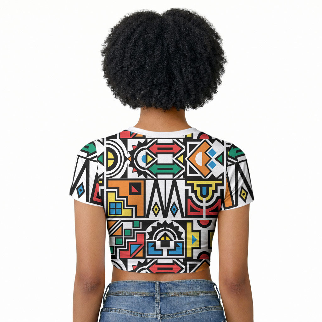 African Geometric Ndebele Patterns Raglan Cropped T shirt