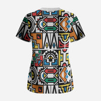 African Geometric Ndebele Patterns Scrub Top