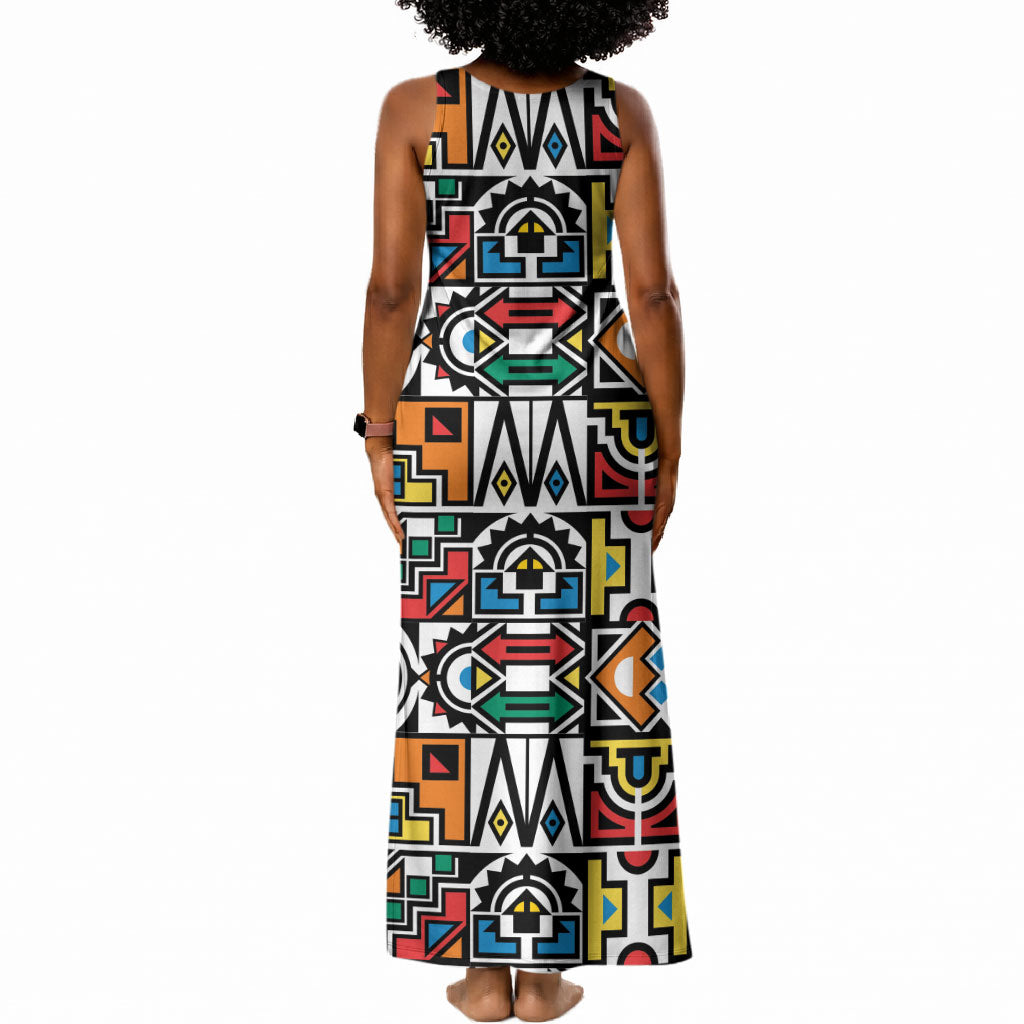 African Geometric Ndebele Patterns Tank Maxi Dress