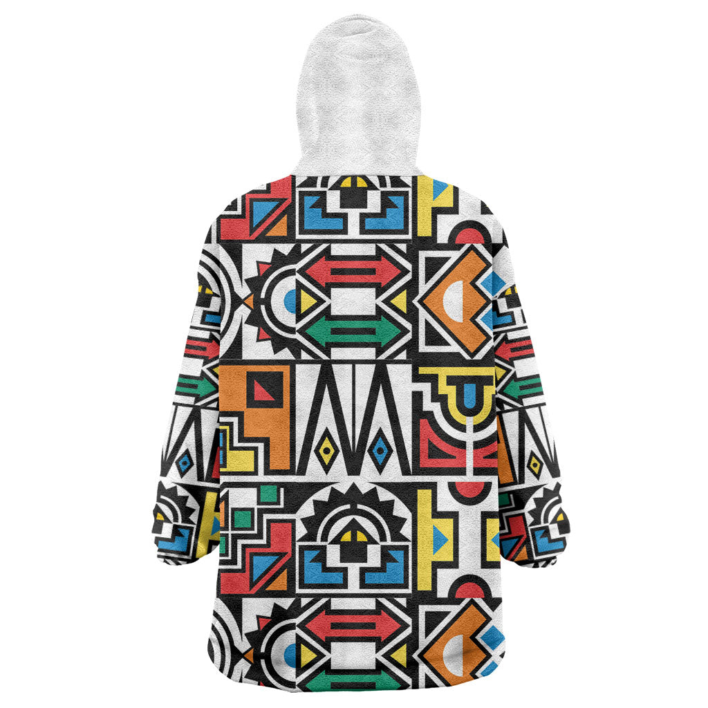 African Geometric Ndebele Patterns Wearable Blanket Hoodie