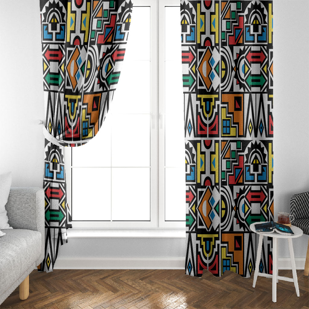 African Geometric Ndebele Patterns Window Curtain