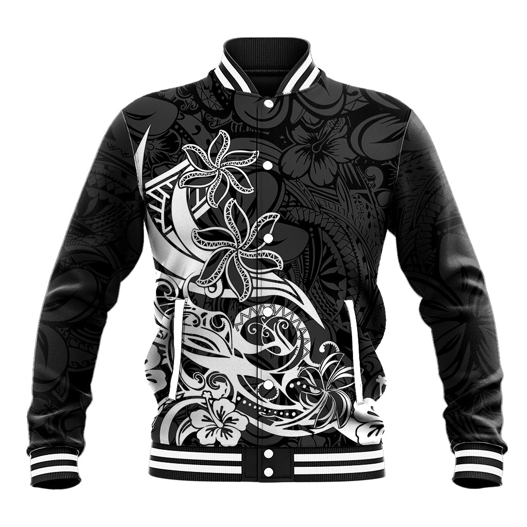Polynesian Sunset Plumeria Baseball Jacket Pacific Island Tribal Black Style LT9 - Wonder Print Shop