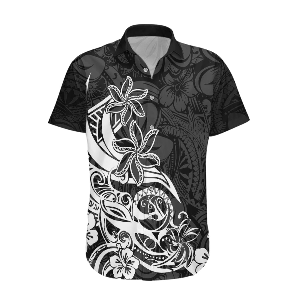 Polynesian Sunset Plumeria Hawaiian Shirt Pacific Island Tribal Black Style - Wonder Print Shop
