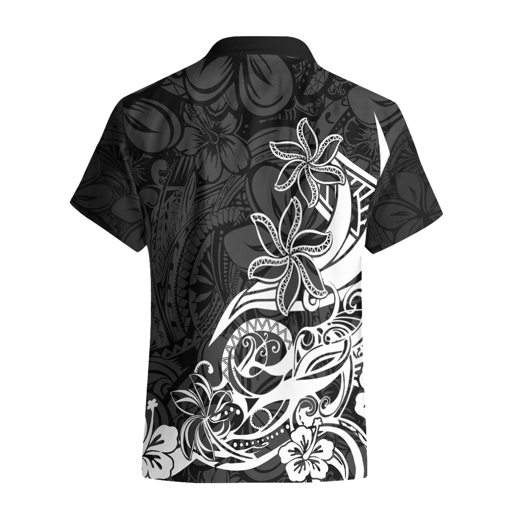 Polynesian Sunset Plumeria Hawaiian Shirt Pacific Island Tribal Black Style - Wonder Print Shop