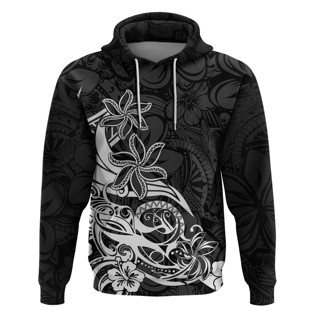Polynesian Sunset Plumeria Hoodie Pacific Island Tribal Black Style - Wonder Print Shop