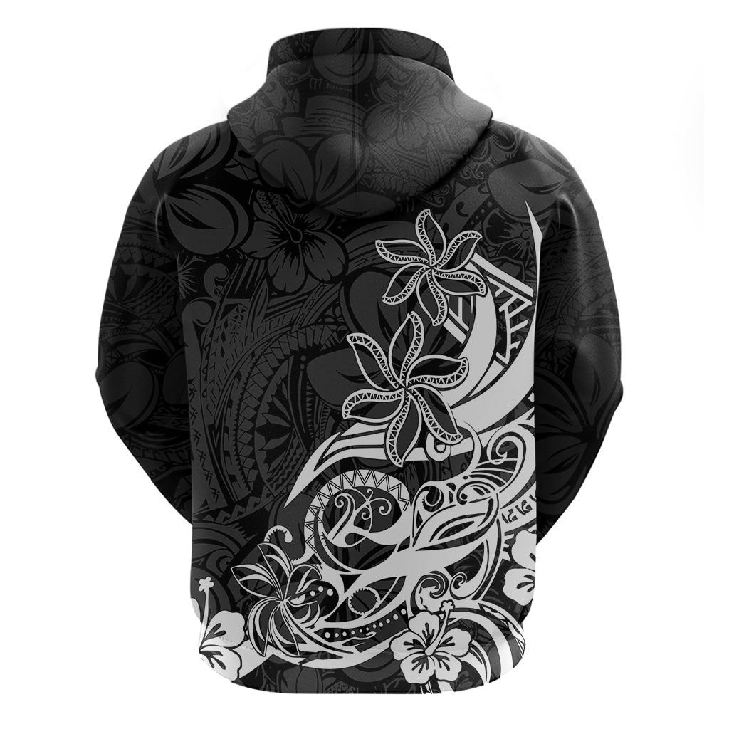 Polynesian Sunset Plumeria Hoodie Pacific Island Tribal Black Style - Wonder Print Shop