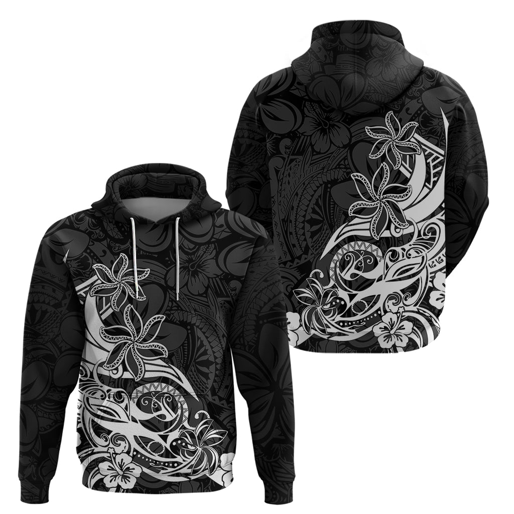 Polynesian Sunset Plumeria Hoodie Pacific Island Tribal Black Style - Wonder Print Shop