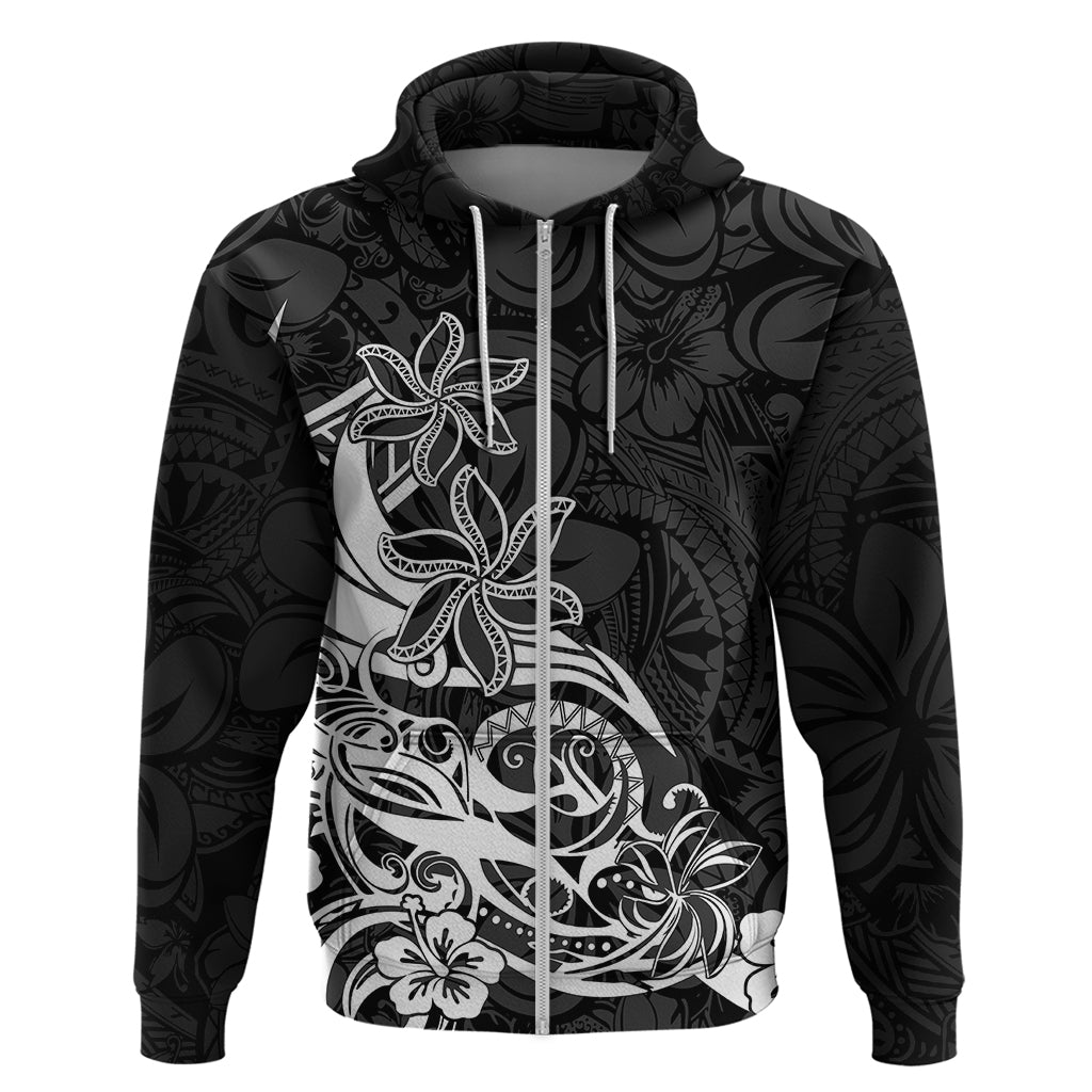 Polynesian Sunset Plumeria Hoodie Pacific Island Tribal Black Style - Wonder Print Shop