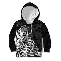 Polynesian Sunset Plumeria Kid Hoodie Pacific Island Tribal Black Style - Wonder Print Shop