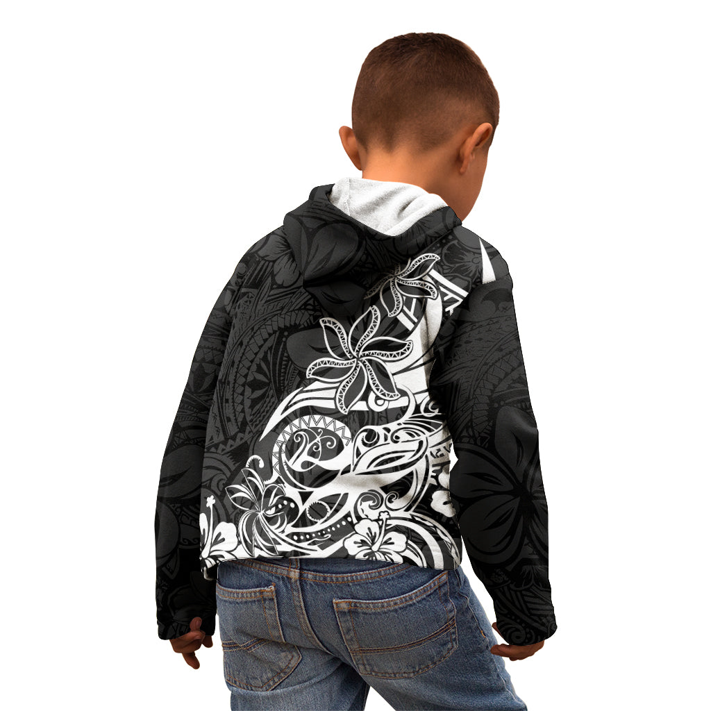 Polynesian Sunset Plumeria Kid Hoodie Pacific Island Tribal Black Style - Wonder Print Shop