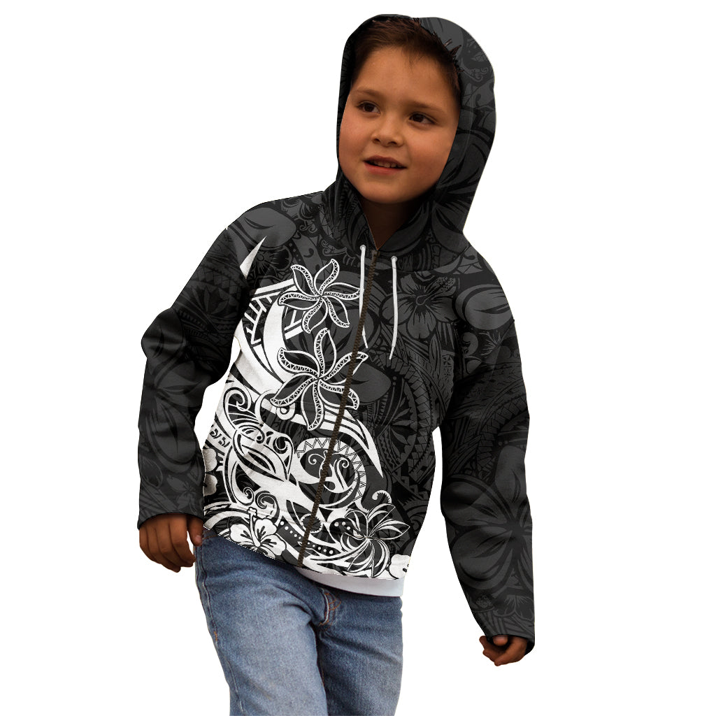Polynesian Sunset Plumeria Kid Hoodie Pacific Island Tribal Black Style - Wonder Print Shop