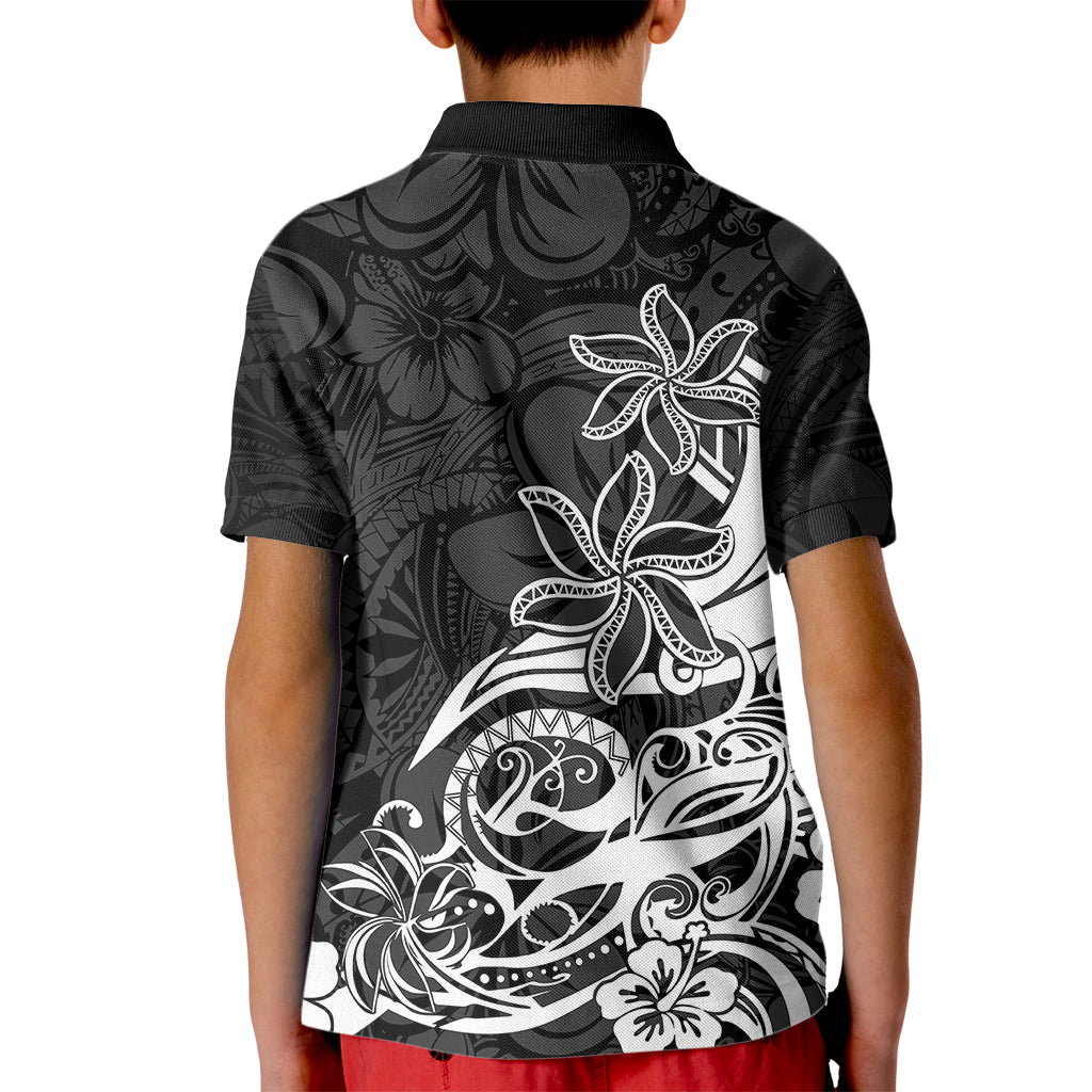 Polynesian Sunset Plumeria Kid Polo Shirt Pacific Island Tribal Black Style - Wonder Print Shop