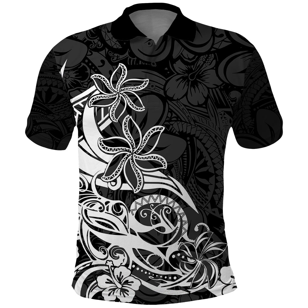 Polynesian Sunset Plumeria Polo Shirt Pacific Island Tribal Black Style - Wonder Print Shop