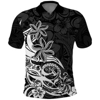 Polynesian Sunset Plumeria Polo Shirt Pacific Island Tribal Black Style - Wonder Print Shop