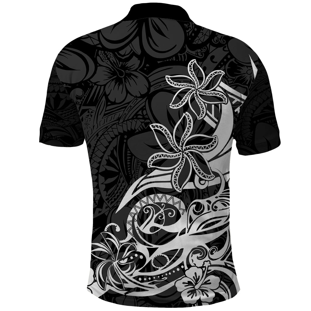 Polynesian Sunset Plumeria Polo Shirt Pacific Island Tribal Black Style - Wonder Print Shop