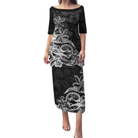Polynesian Sunset Plumeria Puletasi Pacific Island Tribal Black Style - Wonder Print Shop