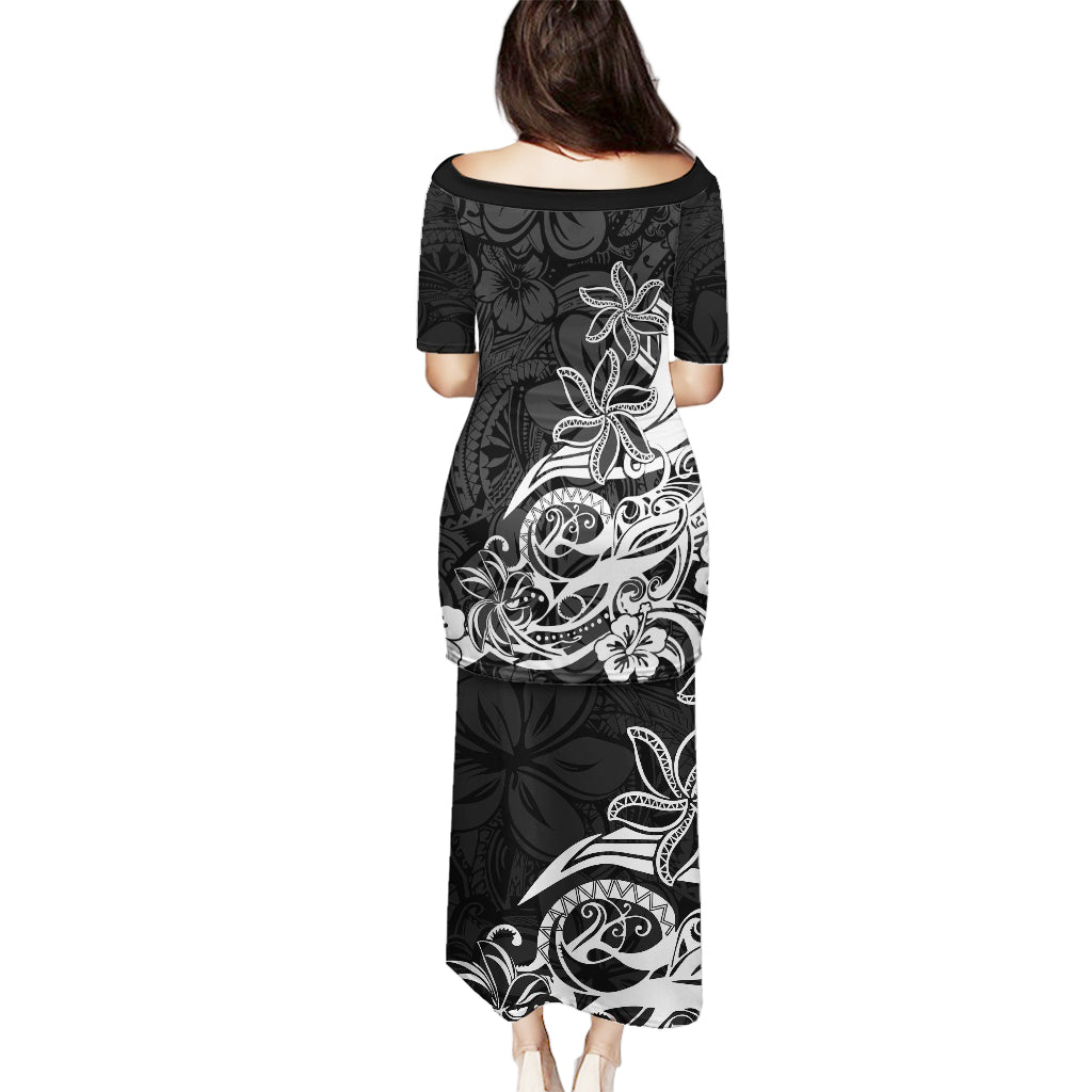 Polynesian Sunset Plumeria Puletasi Pacific Island Tribal Black Style - Wonder Print Shop