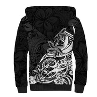 Polynesian Sunset Plumeria Sherpa Hoodie Pacific Island Tribal Black Style - Wonder Print Shop
