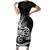 Polynesian Sunset Plumeria Short Sleeve Bodycon Dress Pacific Island Tribal Black Style - Wonder Print Shop