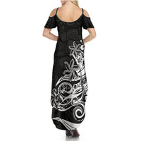 Polynesian Sunset Plumeria Summer Maxi Dress Pacific Island Tribal Black Style - Wonder Print Shop