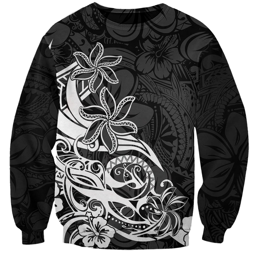 Polynesian Sunset Plumeria Sweatshirt Pacific Island Tribal Black Style - Wonder Print Shop