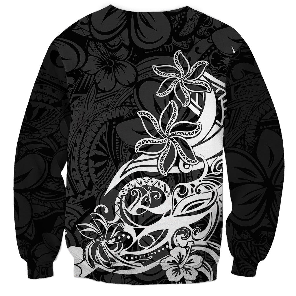 Polynesian Sunset Plumeria Sweatshirt Pacific Island Tribal Black Style - Wonder Print Shop