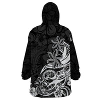 Polynesian Sunset Plumeria Wearable Blanket Hoodie Pacific Island Tribal Black Style - Wonder Print Shop