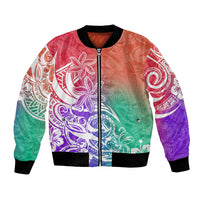 Polynesian Sunset Plumeria Bomber Jacket Pacific Island Tribal Blossom Style LT9 - Wonder Print Shop