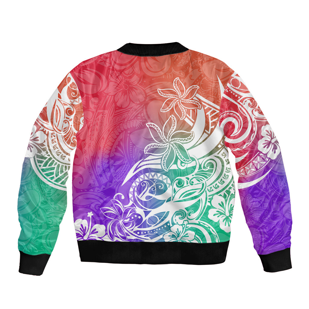 Polynesian Sunset Plumeria Bomber Jacket Pacific Island Tribal Blossom Style LT9 - Wonder Print Shop