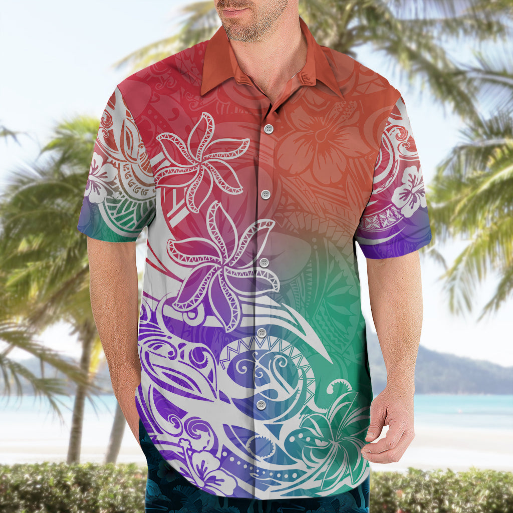 Polynesian Sunset Plumeria Hawaiian Shirt Pacific Island Tribal Blossom Style - Wonder Print Shop