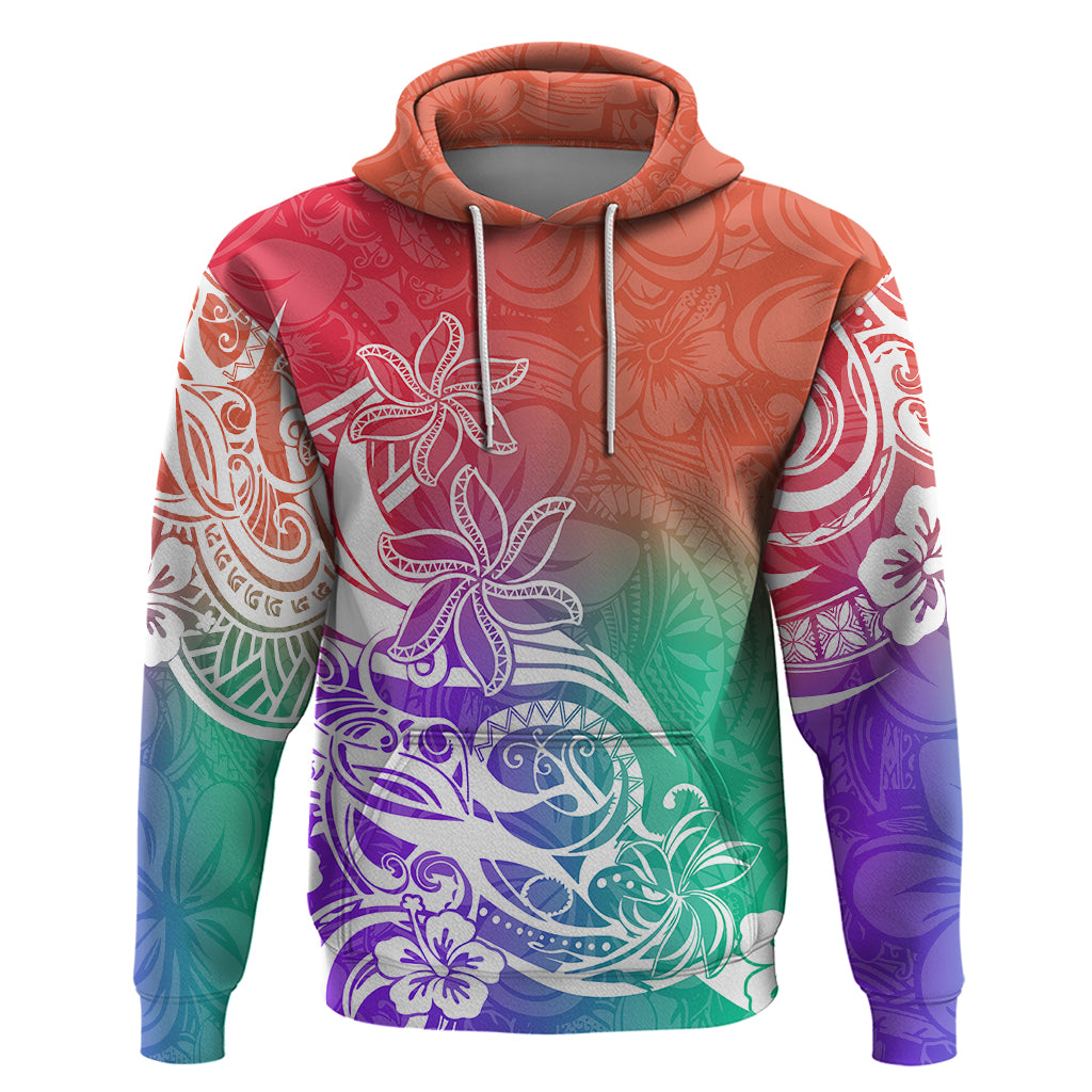 Polynesian Sunset Plumeria Hoodie Pacific Island Tribal Blossom Style - Wonder Print Shop